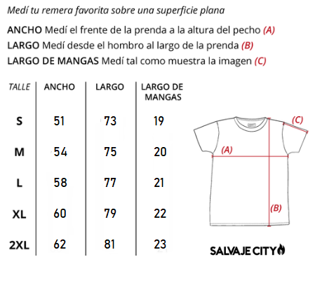 Tabla de talles remera noah fw22